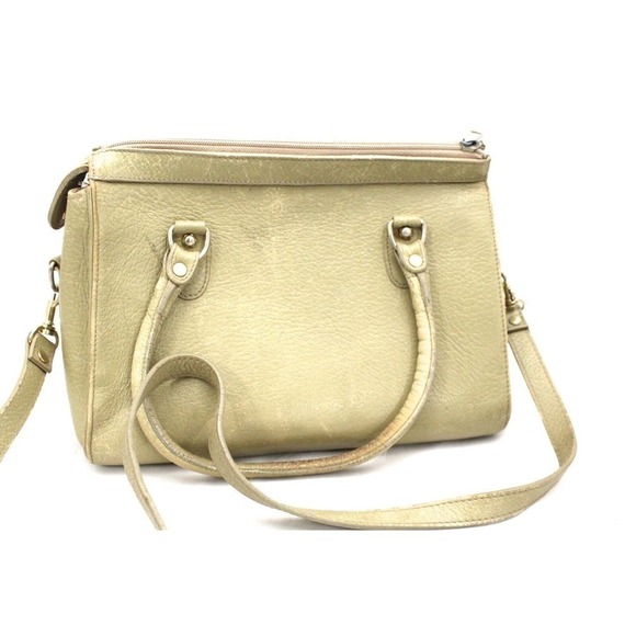 VTG Etienne Aigner Textured Bone Leather Satchel Bag Purse Shoulder A Logo Tag - Picture 4 of 7